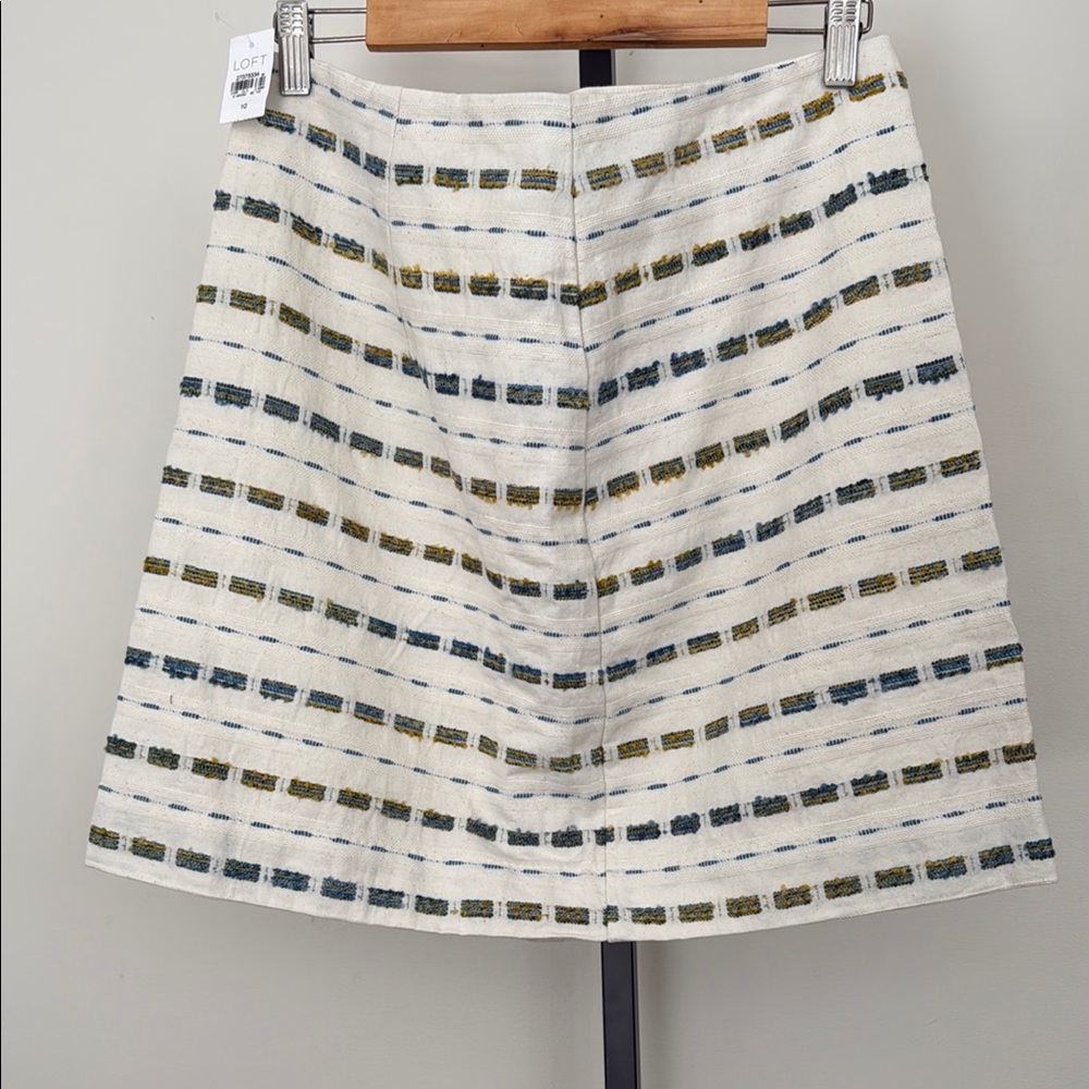 LOFT White and Blue A-Line Mini Skirt for Casual Occasions